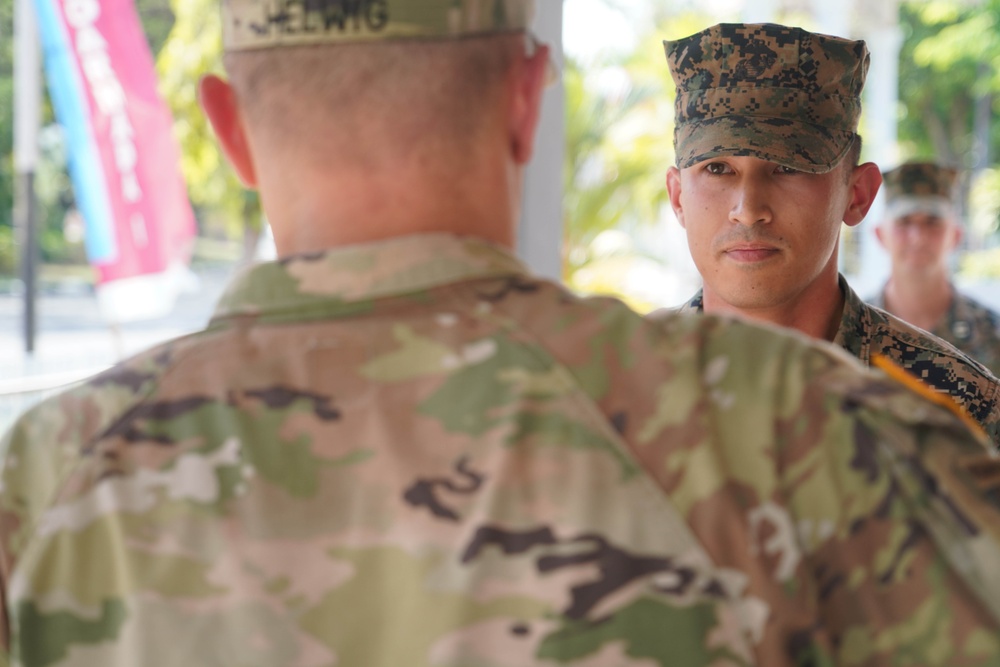 U.S. Marine Promoted to Capt. during exercise Super Garuda Shield 23 STAFFEX.