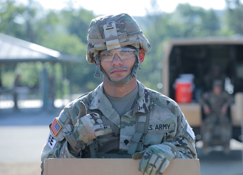 Spc. Robert Broughton waits for the Pistol Excellence in Competition event