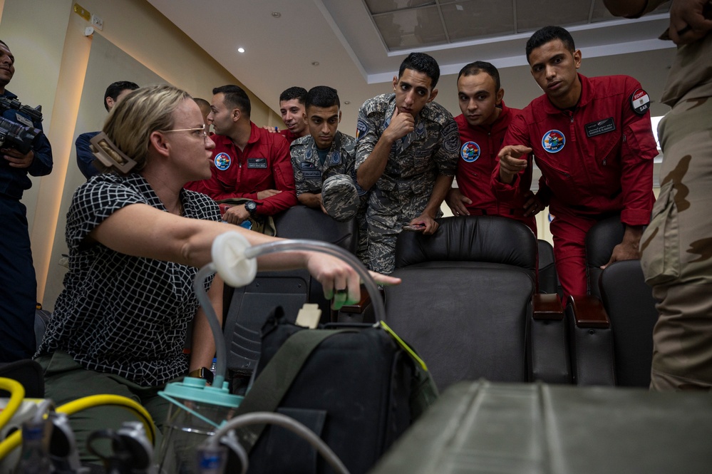 USAF Aeromedical Evacuation Airmen share knowledge with Egyptian partners during exercise Bright Star 23