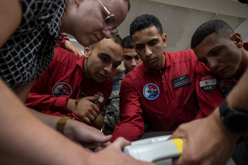 USAF Aeromedical Evacuation Airmen share knowledge with Egyptian partners during exercise Bright Star 23