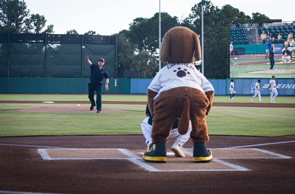 NIWC Atlantic Executive Director Throws First Pitch at Charleston RiverDogs Game