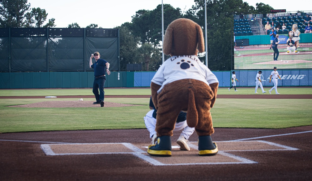 NIWC Atlantic Executive Director Throws First Pitch at Charleston RiverDogs Game