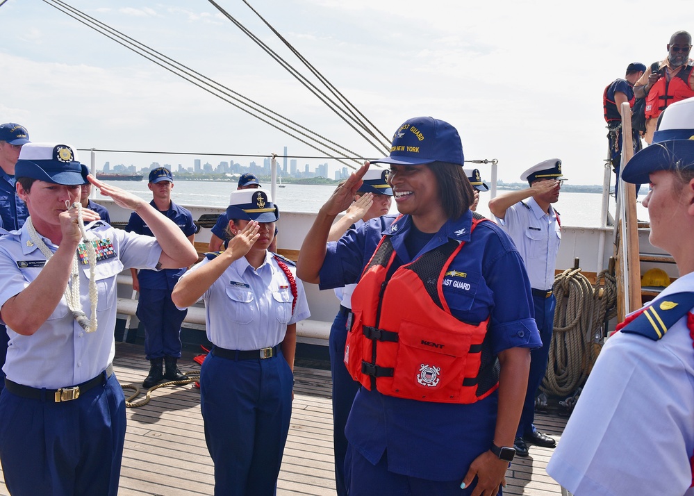 Coast Guard Cutter Eagle welcomes dignitaries aboard in New York Harbor