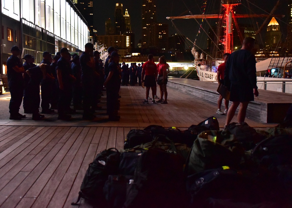 Outgoing swabs prepare for phase change on Pier 17 in New York City