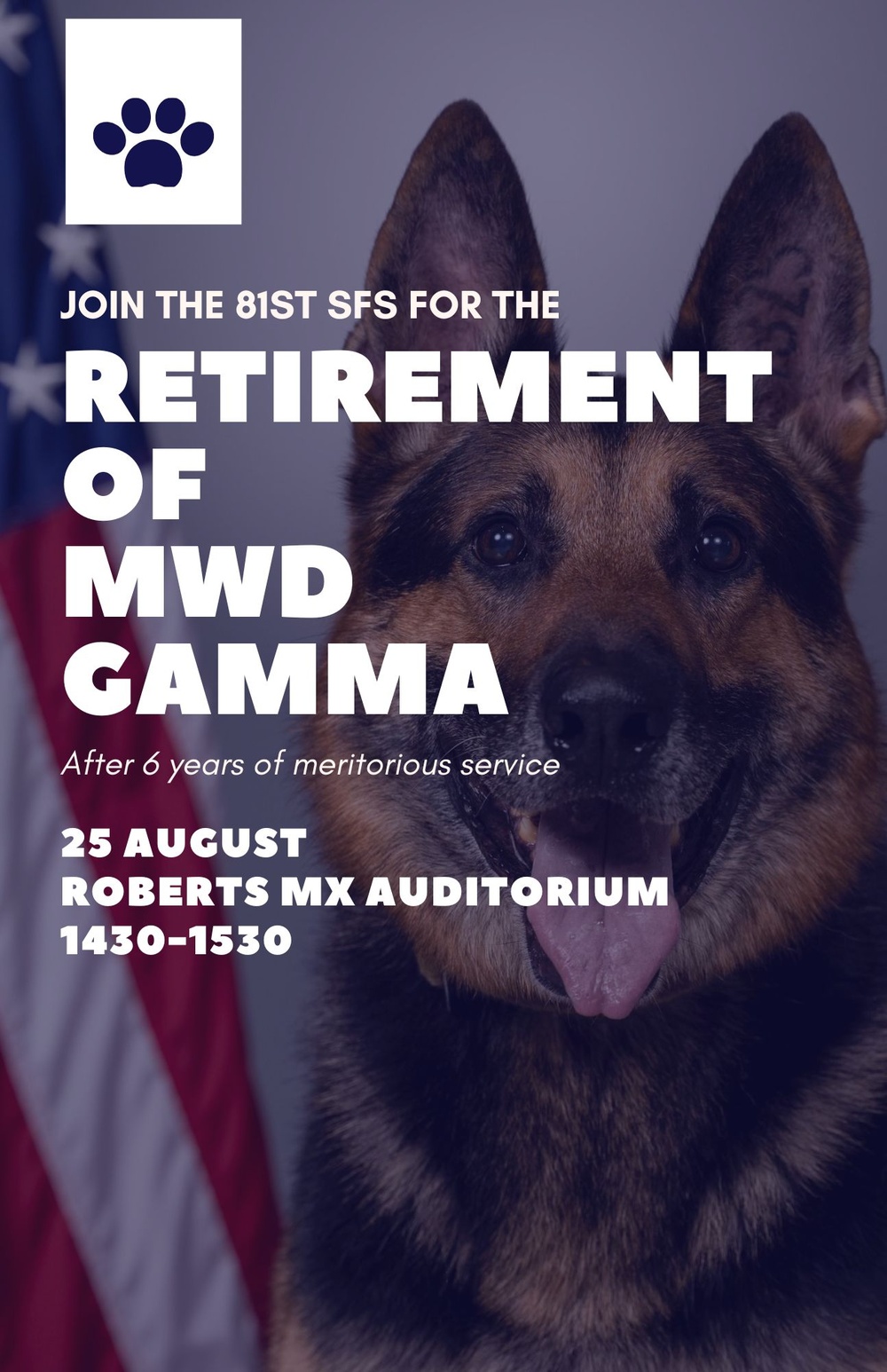 MWD Gamma Retirement Ceremony Flyer