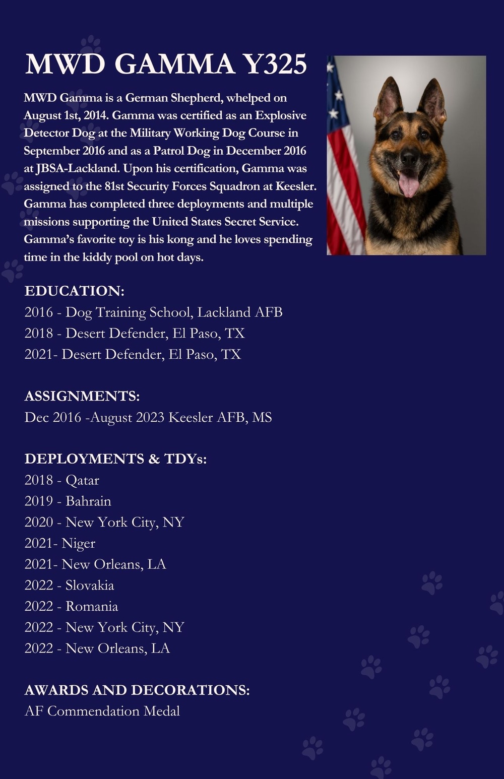 MWD Gamma Retirement Ceremony Program