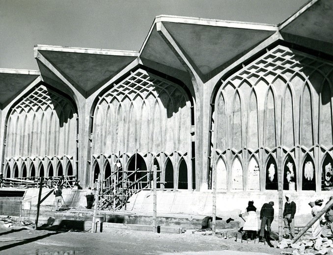 South face of the Dhahran Civil Air Terminal under construction, January 1961