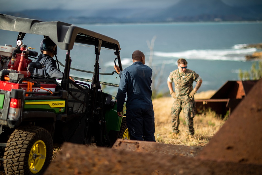 Cease Fire!: MCBH Range Maintenance Personnel spray fire retardant at Crater Range