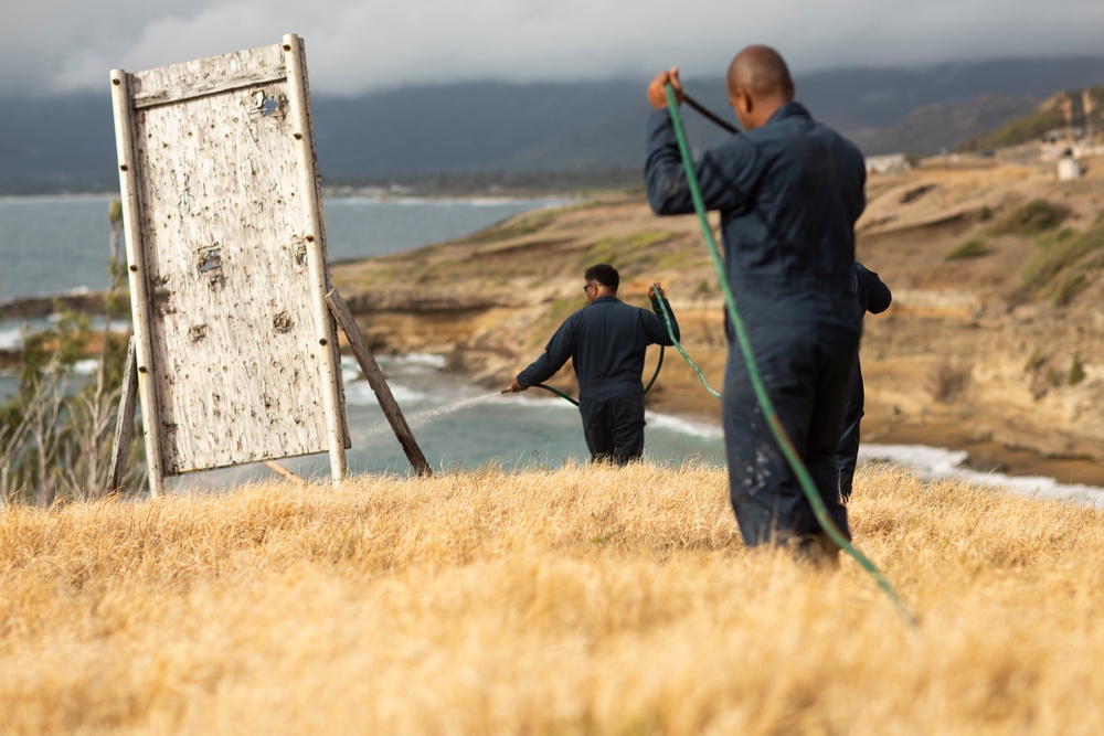 Cease Fire!: MCBH Range Maintenance Personnel spray fire retardant at Crater Range