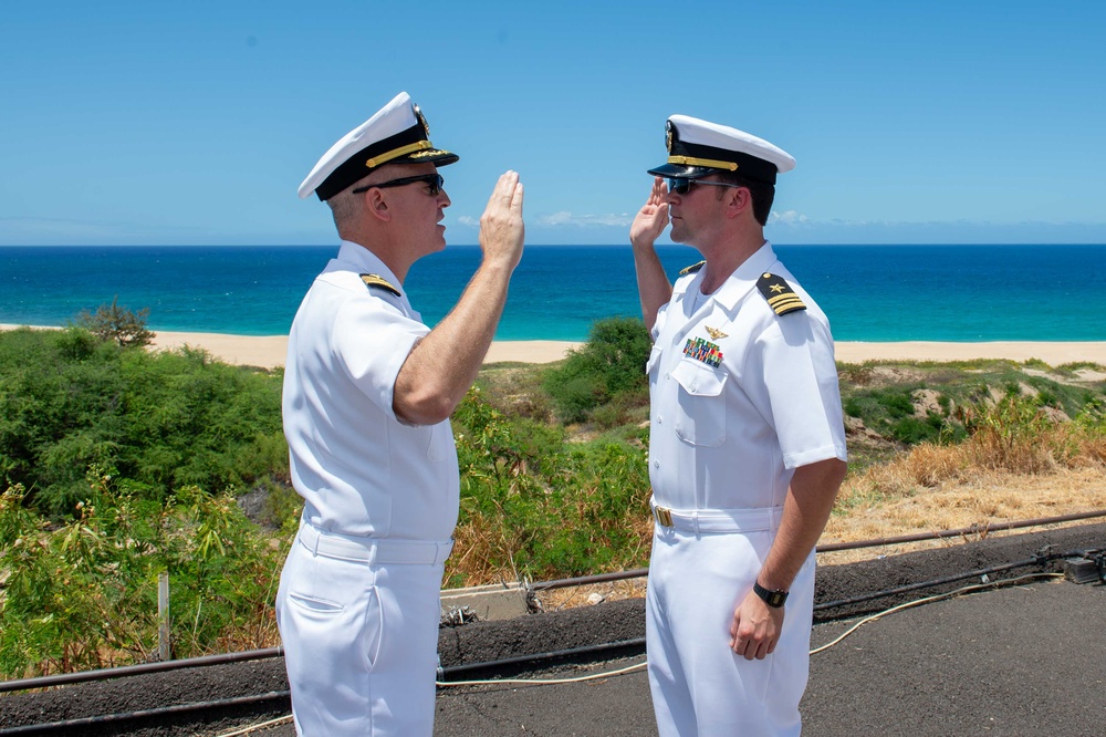 Pacific Missile Range Facility (PMRF), Barking Sands, Holds an advancement ceremony for Cdr. Sean Castle.