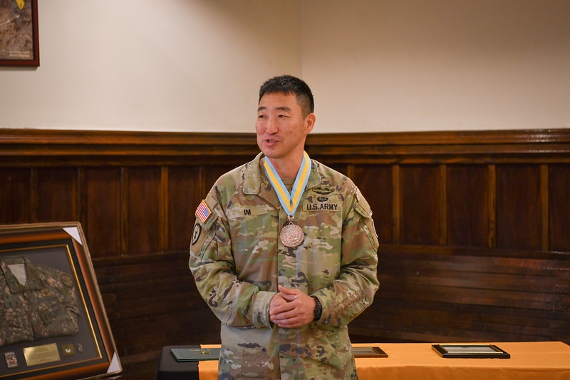 1st Sgt. Sean Im is awarded a Meritorious Service Medal (MSM)
