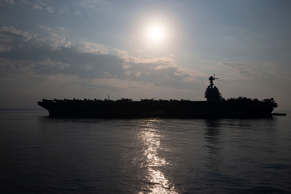 USS Gerald R. Ford Anchored off the Coast of Antalya