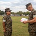 MARFORRES Headquarters Battalion Commanding Officer awards the NCO of the Quarter