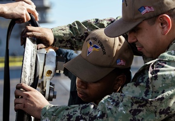 Sailors Conduct Maintenance Aboard USS Carl Vinson