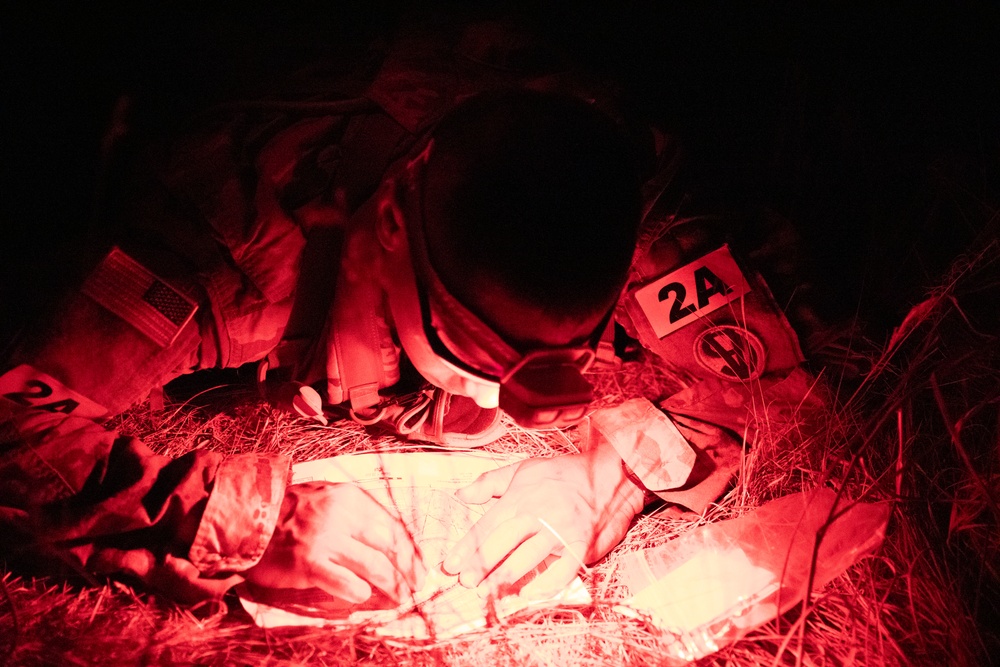 U.S. Army Reserve Best Squad Competitors execute Night Land Navigation