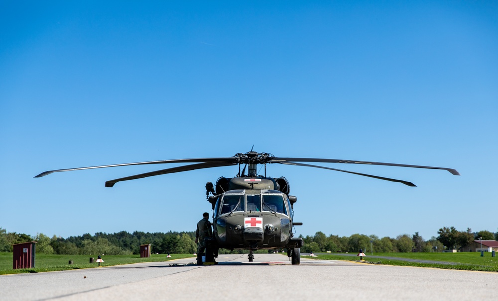 Pilots take flight for MEDEVAC training during Saber Junction 23