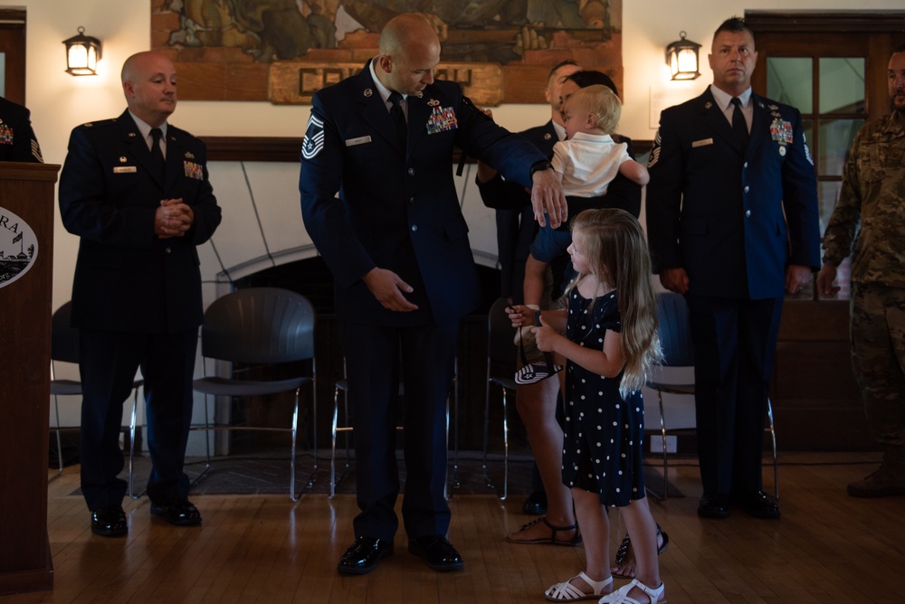Senior Master Sgt. Robert Argy promotes to Chief Master Sgt. at the 107th Attack Wing