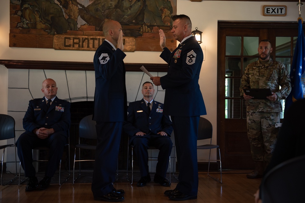 Senior Master Sgt. Robert Argy promotes to Chief Master Sgt. at the 107th Attack Wing