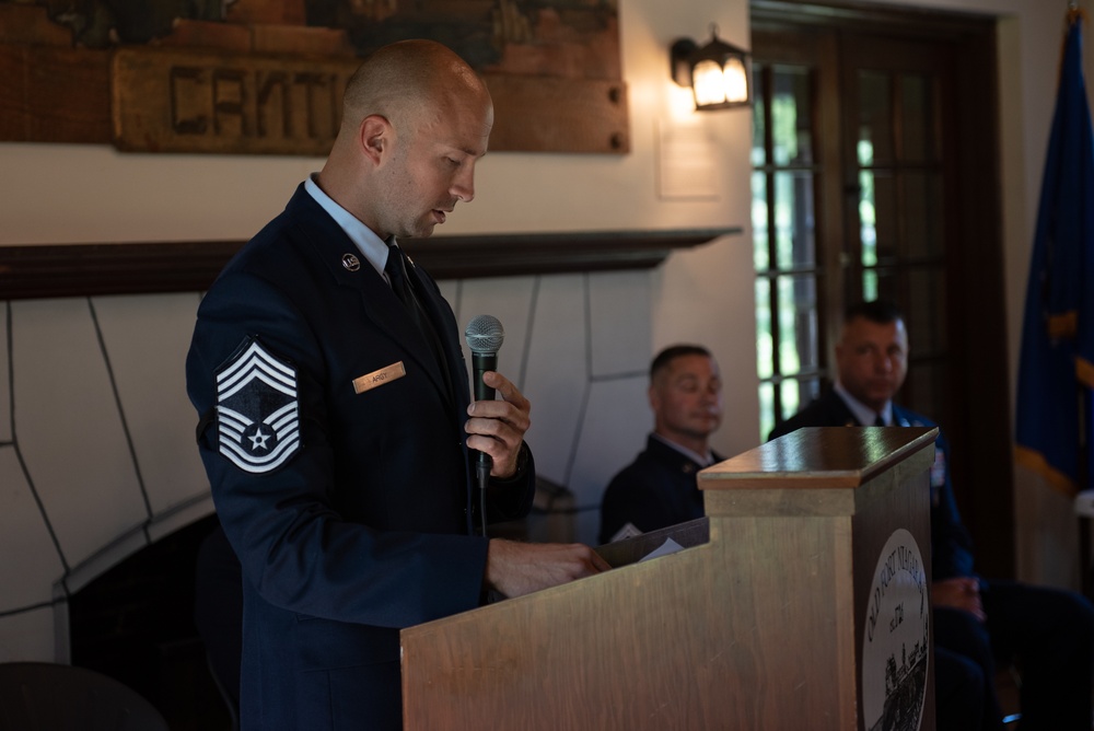 Senior Master Sgt. Robert Argy promotes to Chief Master Sgt. at the 107th Attack Wing