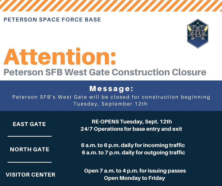 Peterson SFB West Gate Construction Closure Notice