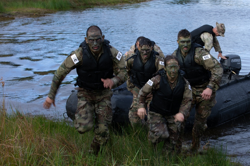 U.S. Army Reserve Best Squad competitors exit a boat