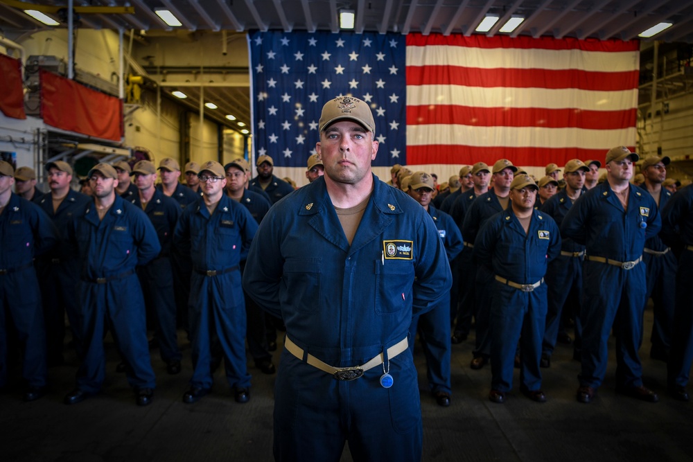 USS Boxer Changes Command at Sea