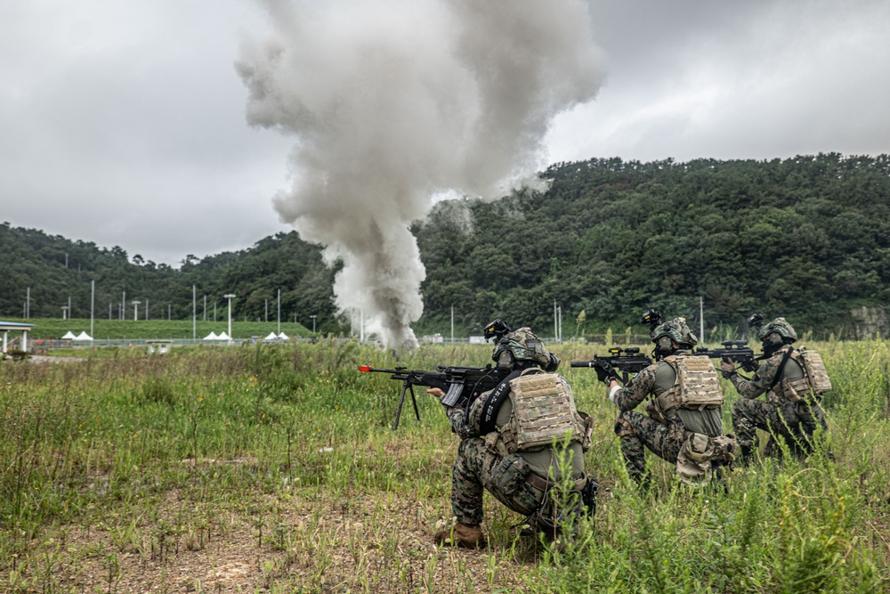 U.S., Republic of Korea personnel advance together during combined, special-operations training