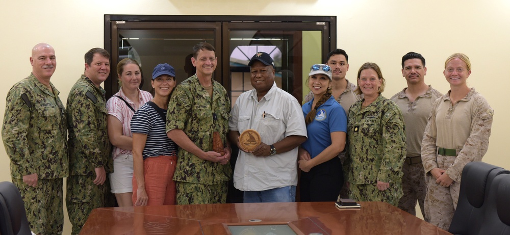 Joint Region Marianas Staff and Deployed Marines Visit the Office of Governor Emais Roberts