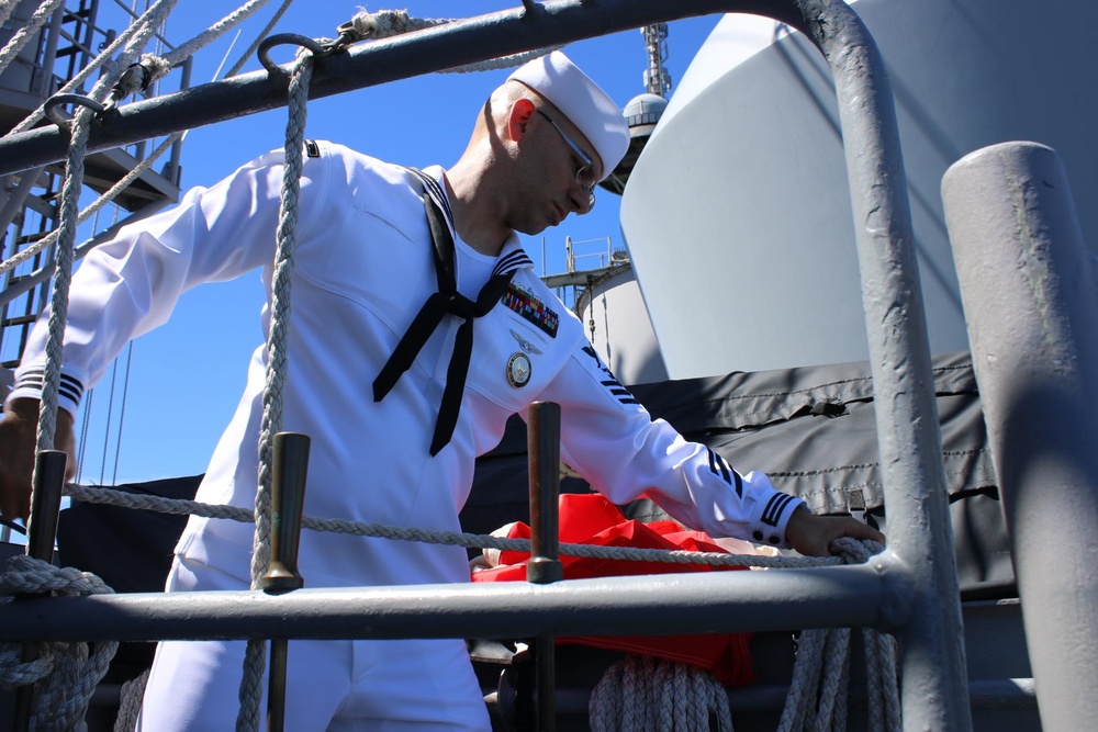 USS Shiloh departs Yokosuka, Japan after 17 years of forward-deployed service