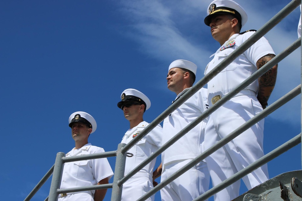 USS Shiloh departs Yokosuka, Japan after 17 years of forward-deployed service