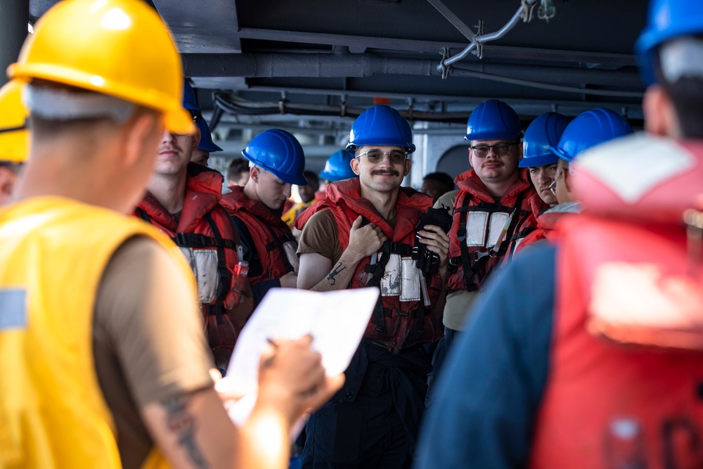 USS Normandy Conducts a Replenishment-at-Sea