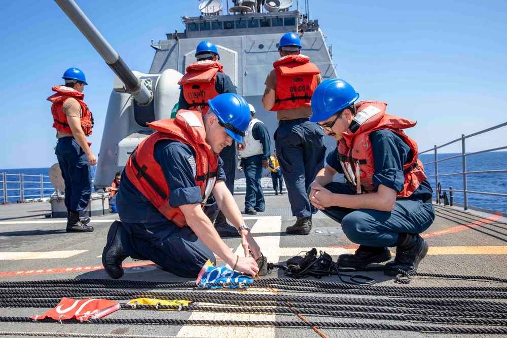 USS Normandy Conducts a Replenishment-at-Sea
