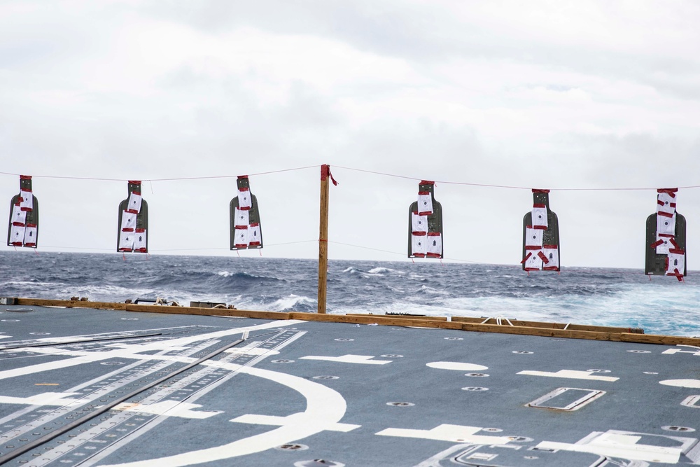 USS Ralph Johnson conducts gun qualification shoot.