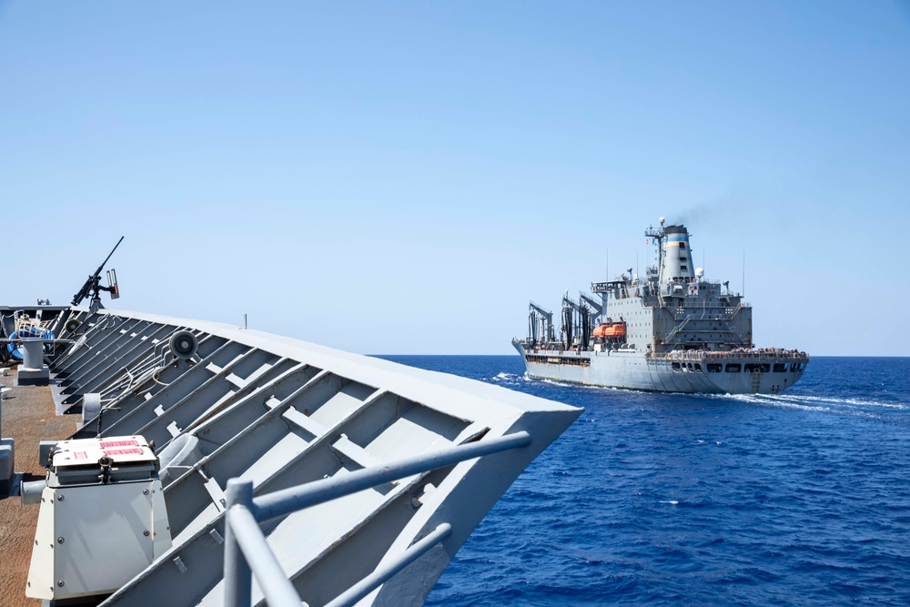 USS Normandy Conducts a Replenishment-at-Sea