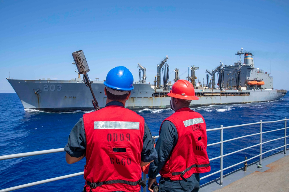 USS Normandy Conducts a Replenishment-at-Sea