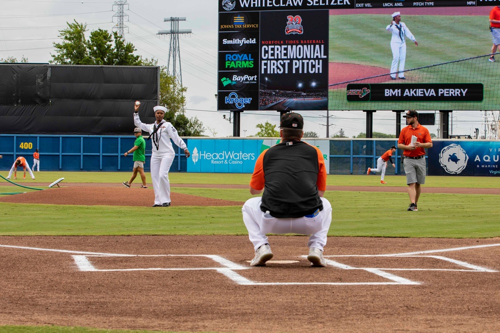 USS George H.W. Bush (CVN 77) Attends Norfolk Tides Baseball Game