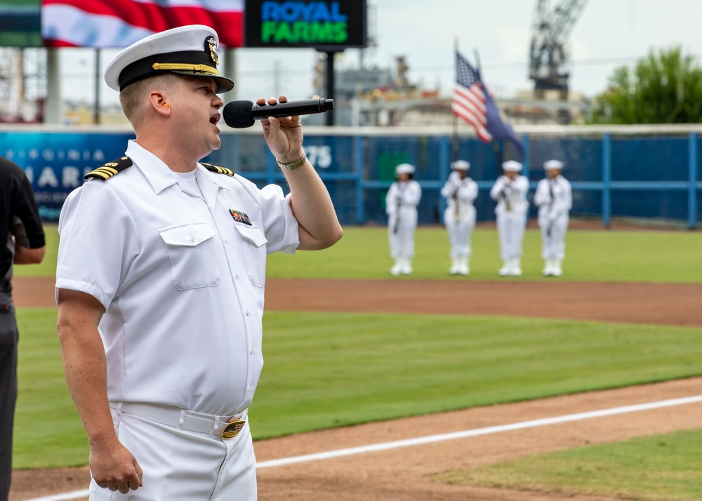 USS George H.W. Bush (CVN 77) Attends Norfolk Tides Baseball Game