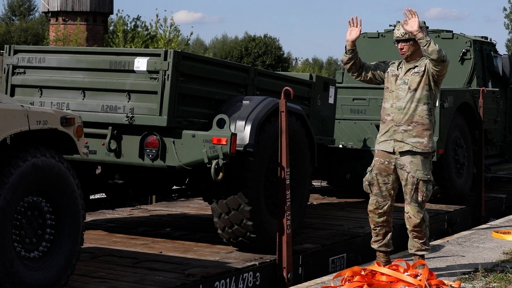 3rd and 4th Infantry Division Soldiers secure Vehicles and Equipment in Poland