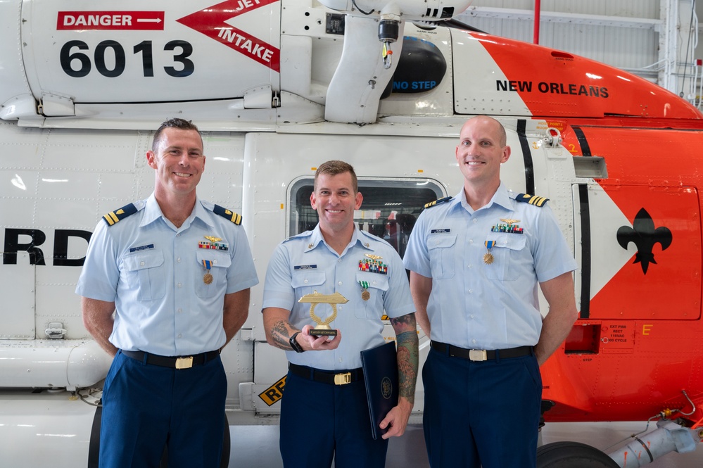 Coast Guard aircrew recognized by Coast Guard District Eight Commander