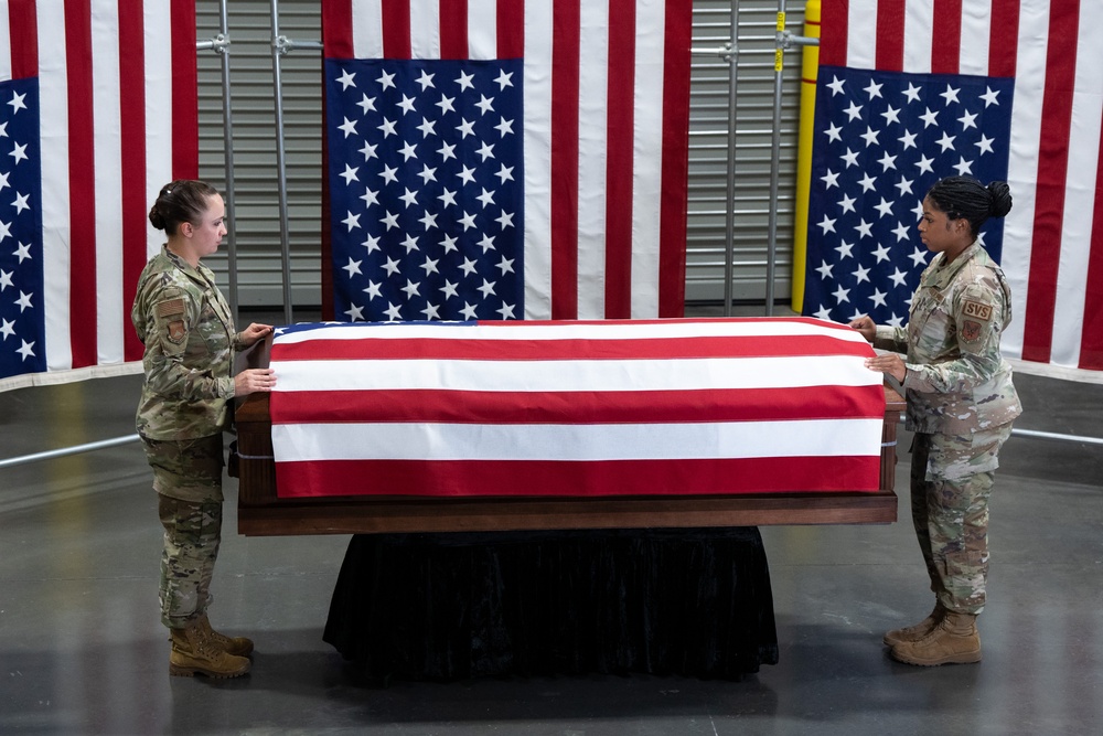 AFMAO Airmen assist with instructional flag draping video