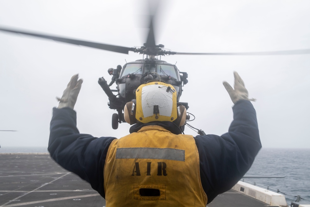 USS John P. Murtha Conducts Flight Operations with 160th Airborne