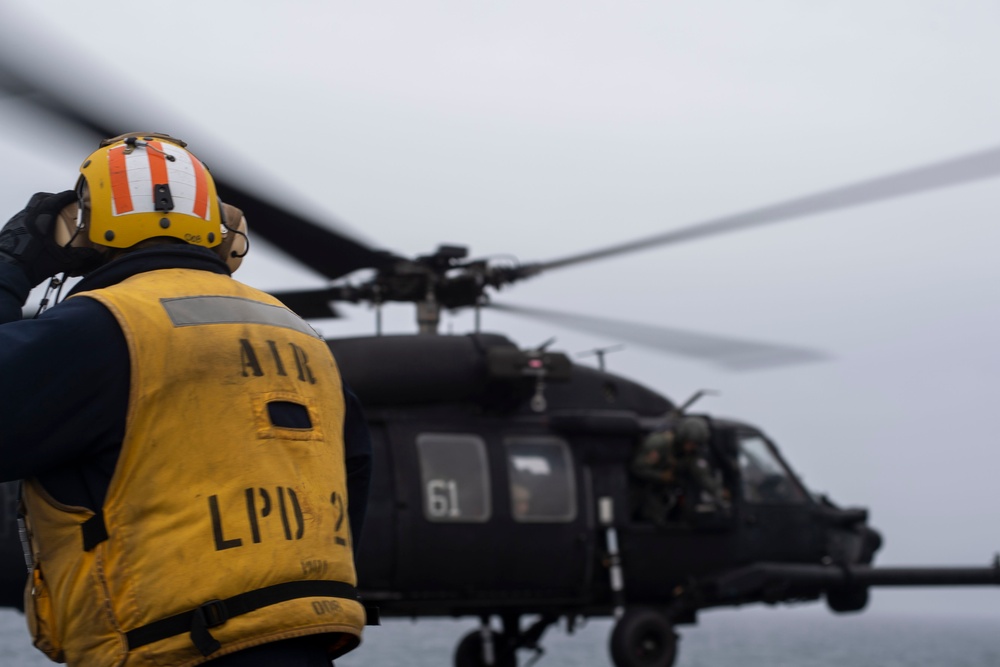 USS John P. Murtha Conducts Flight Operations with 160th Airborne