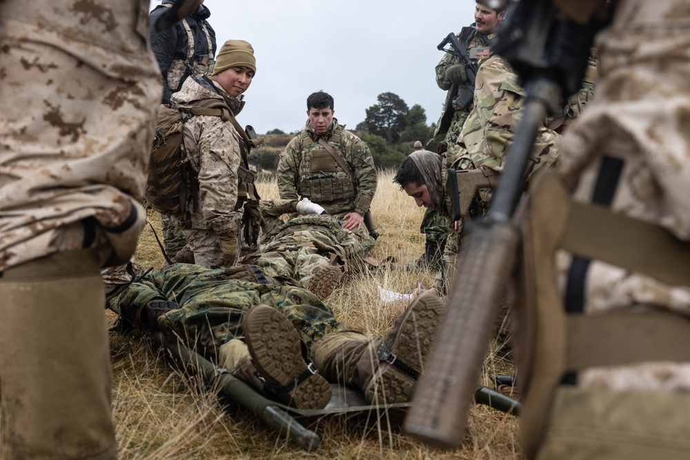 1st Battalion, 4th Marines; Chilean naval infantry rehearse CASEVAC protocols