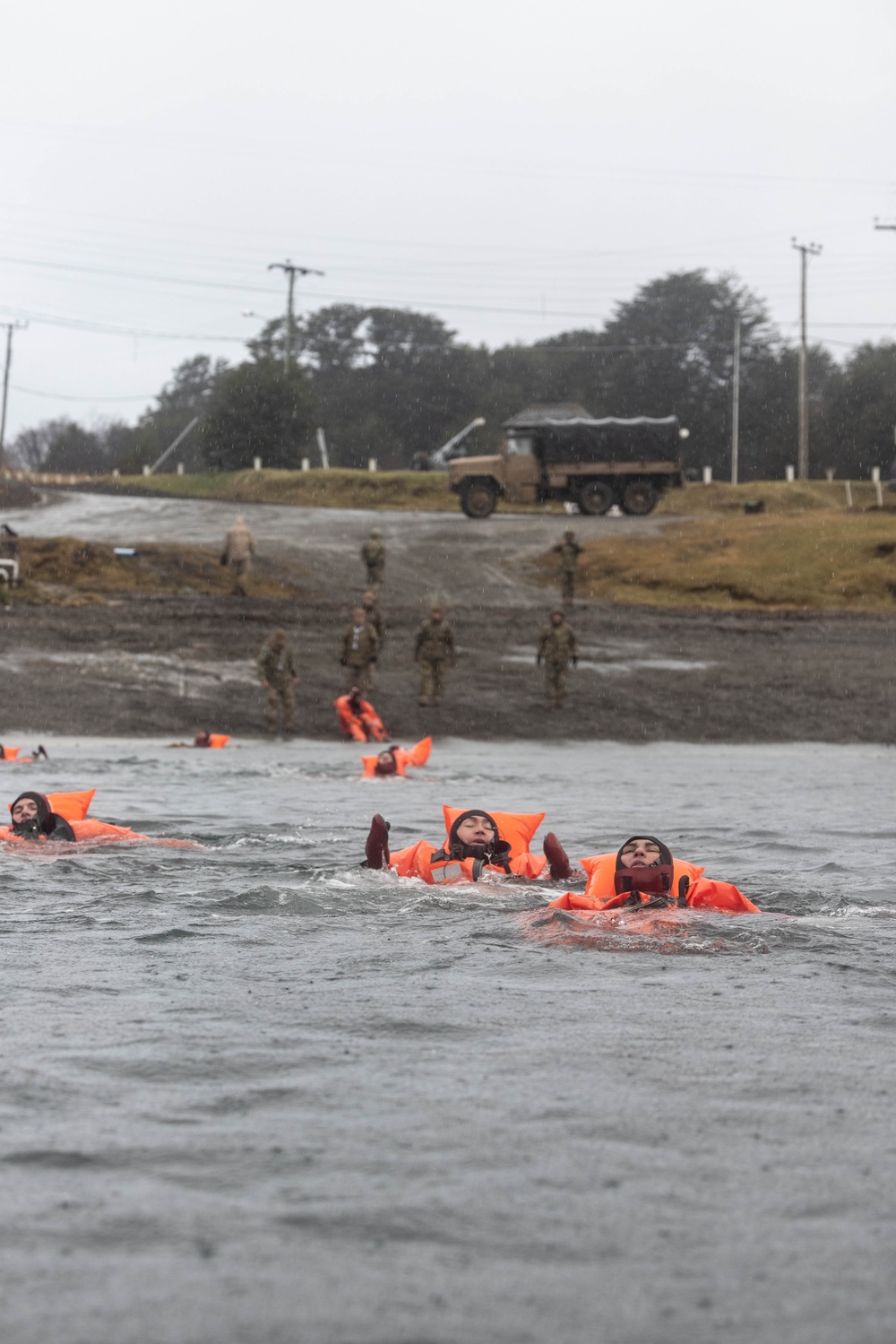1st Battalion, 4th Marines; Chilean naval infantry conduct cold water survival training