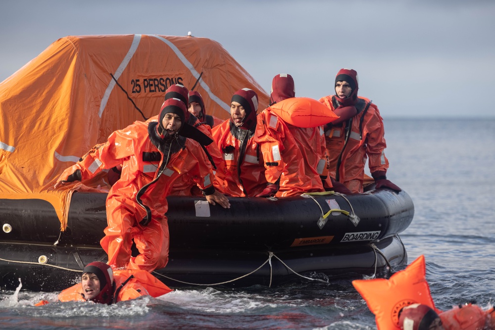 1st Battalion, 4th Marines; Chilean naval infantry conduct cold water survival training