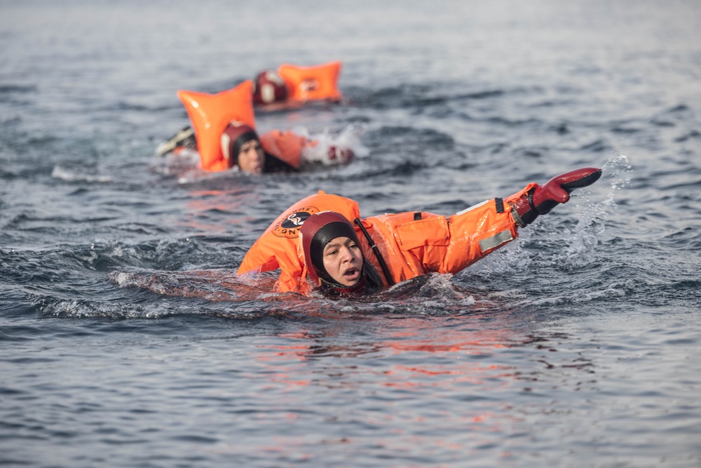 1st Battalion, 4th Marines; Chilean naval infantry conduct cold water survival training