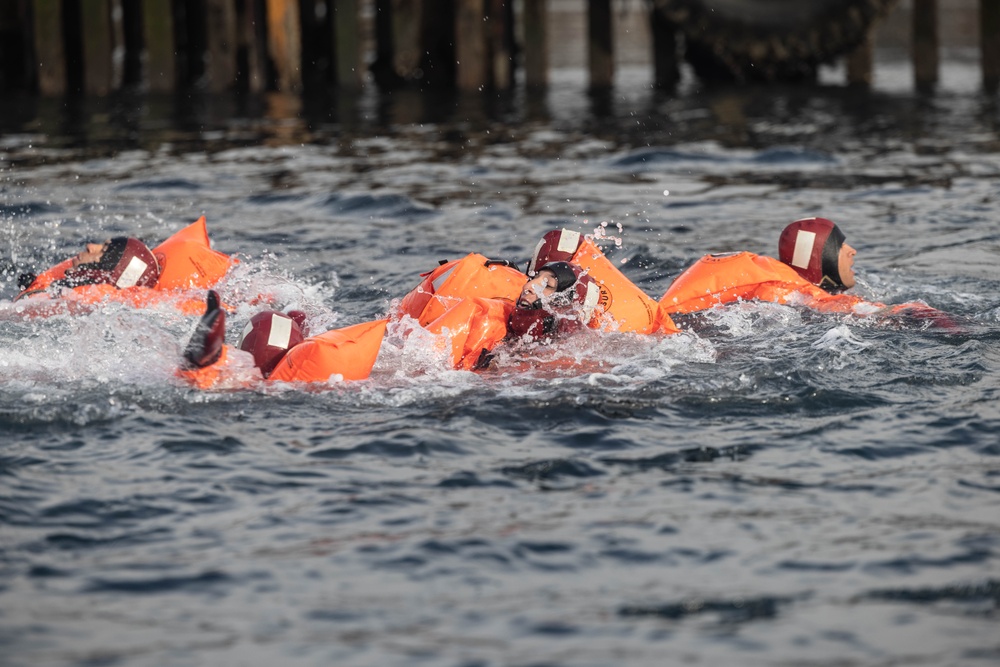 1st Battalion, 4th Marines; Chilean naval infantry conduct cold water survival training