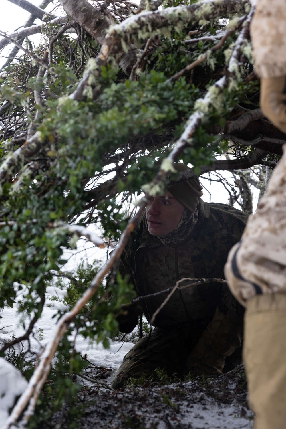 1st Battalion, 4th Marines; Chilean naval infantry build snow shelters