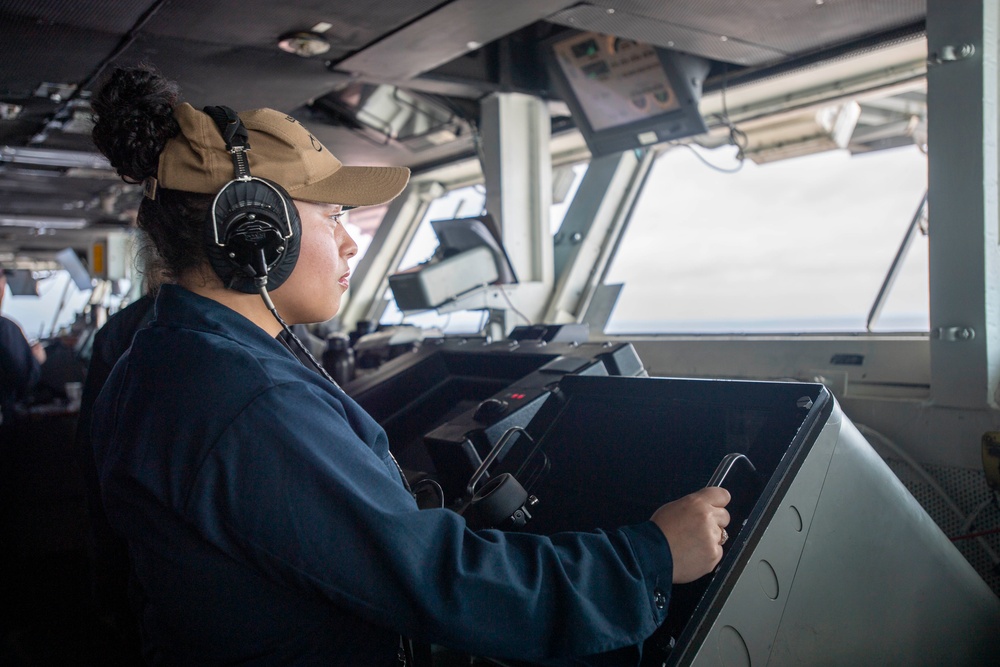 U.S. Navy Sailor Stands Lookout Watch