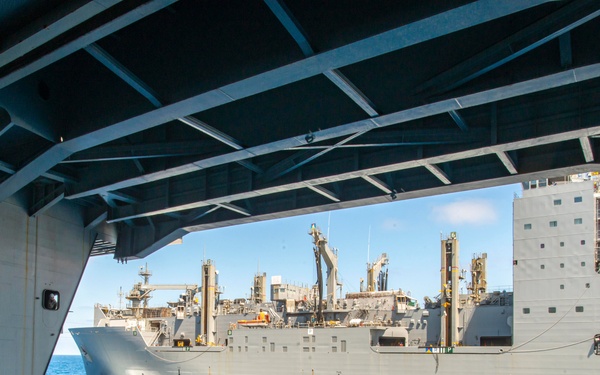 USNS Richard E. Byrd Steams Alongside The Aircraft Carrier USS Nimitz